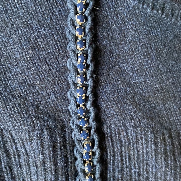 J. Crew Metallic Braid Navy Blue Wool Sweater Size Small - Picture 5 of 8